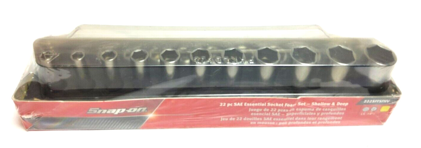 New Snap-on 3/8″ drive 1/4″ thru 7/8″ 22pc 6-point Shallow Deep Socket 222SFFSHV