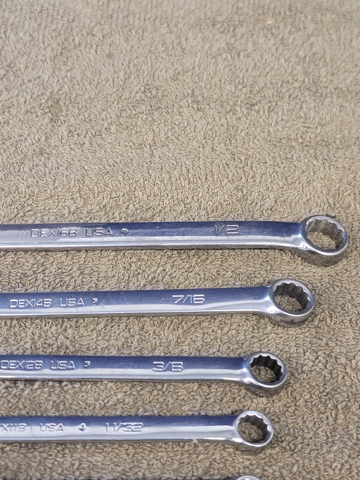 Snap on OEX Combination Wrench Set Sae 1″ 7/8 13/16 3/4 11/16 5/8 9/16 1/2 3/8
