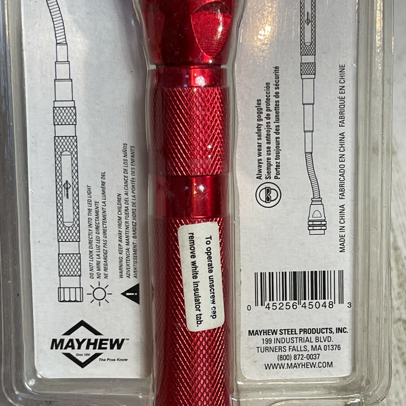 Mayhew Tool 45048 Flexible Lighted Pick-Up Tool Stick-up Magnetic Flashlight Red