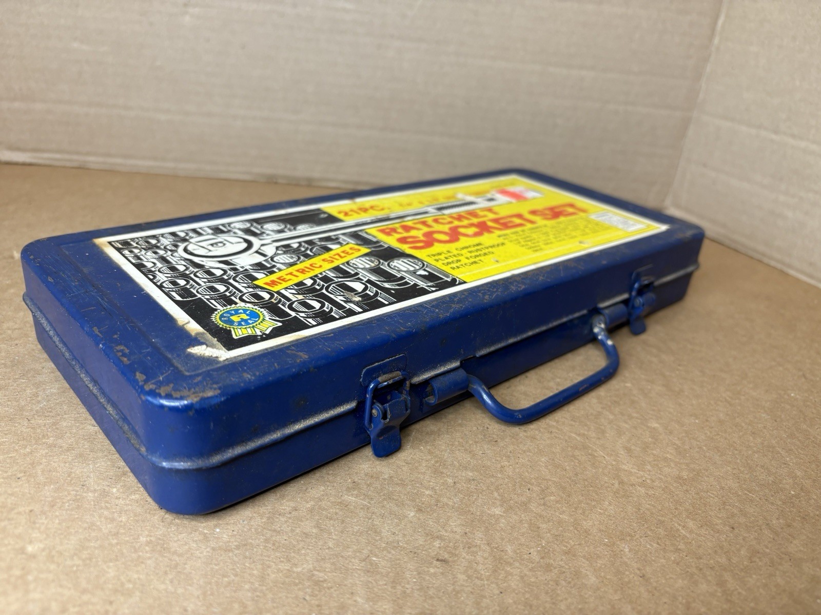 Vintage Royal Tools Tin Case ONLY for Ratchet Socket Set 257 Metric NO Contents