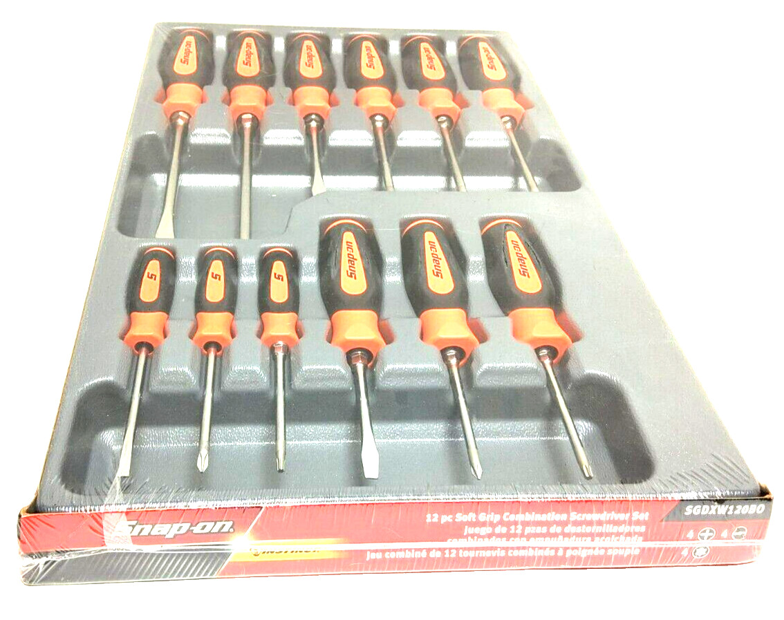 New Snap-on™ SGDXW120BO 12pc Orange Soft Grip Combination Screwdriver Set Sealed