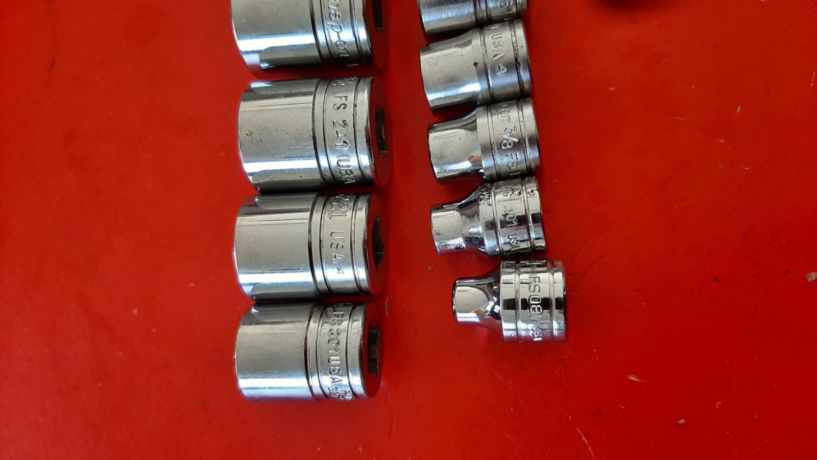 Snap-On FS 10-Pc. 5/16″ – 7/8″ SAE 3/8″ Drive 6pt Point Shallow Socket Set READ!