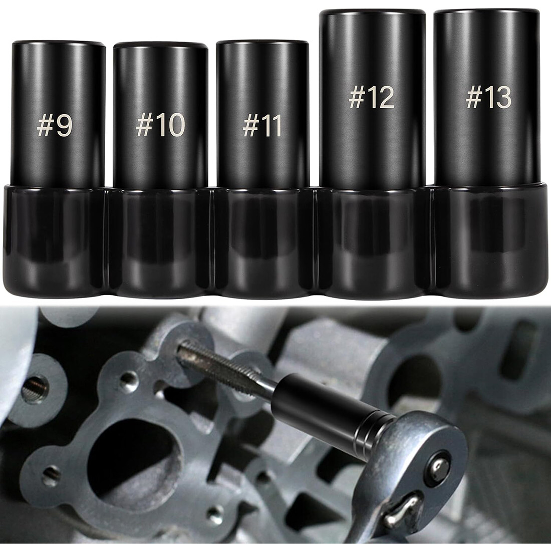 71670 Large Tap Socket Set For 5/8″, 11/16″, 3/4″, 7/8″ and 1″ Taps, 1/2″ Drive