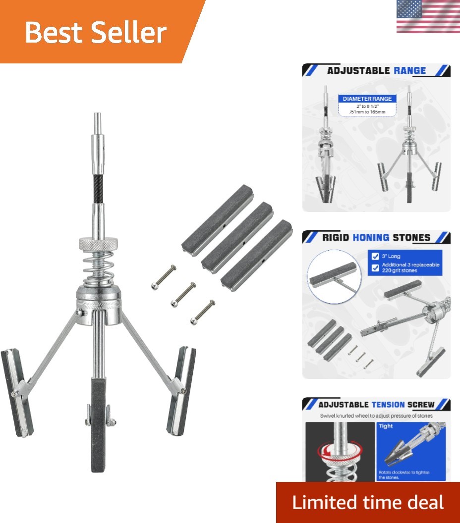 Flexible Engine Cylinder Hone Tool for Deglazing 2″ to 6-1/2″ Diameter Cylinders
