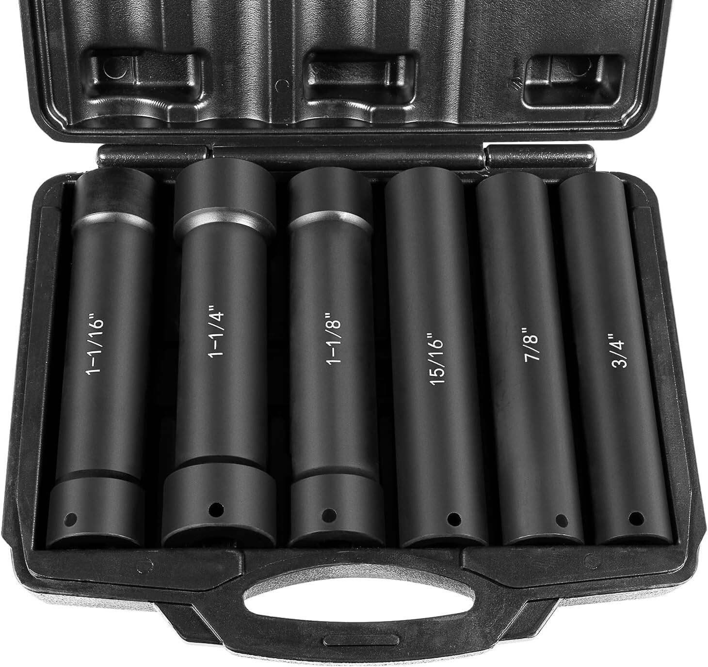 6Pcs 1/2» Drive Extended Length Extra-Deep Length Impact Socket Set Heavy Duty