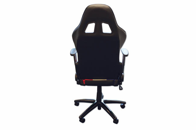 RACING CAR STYLE SWIVEL CHAIR WHEELS RED WHITE BLUE LEATHER PU COATED