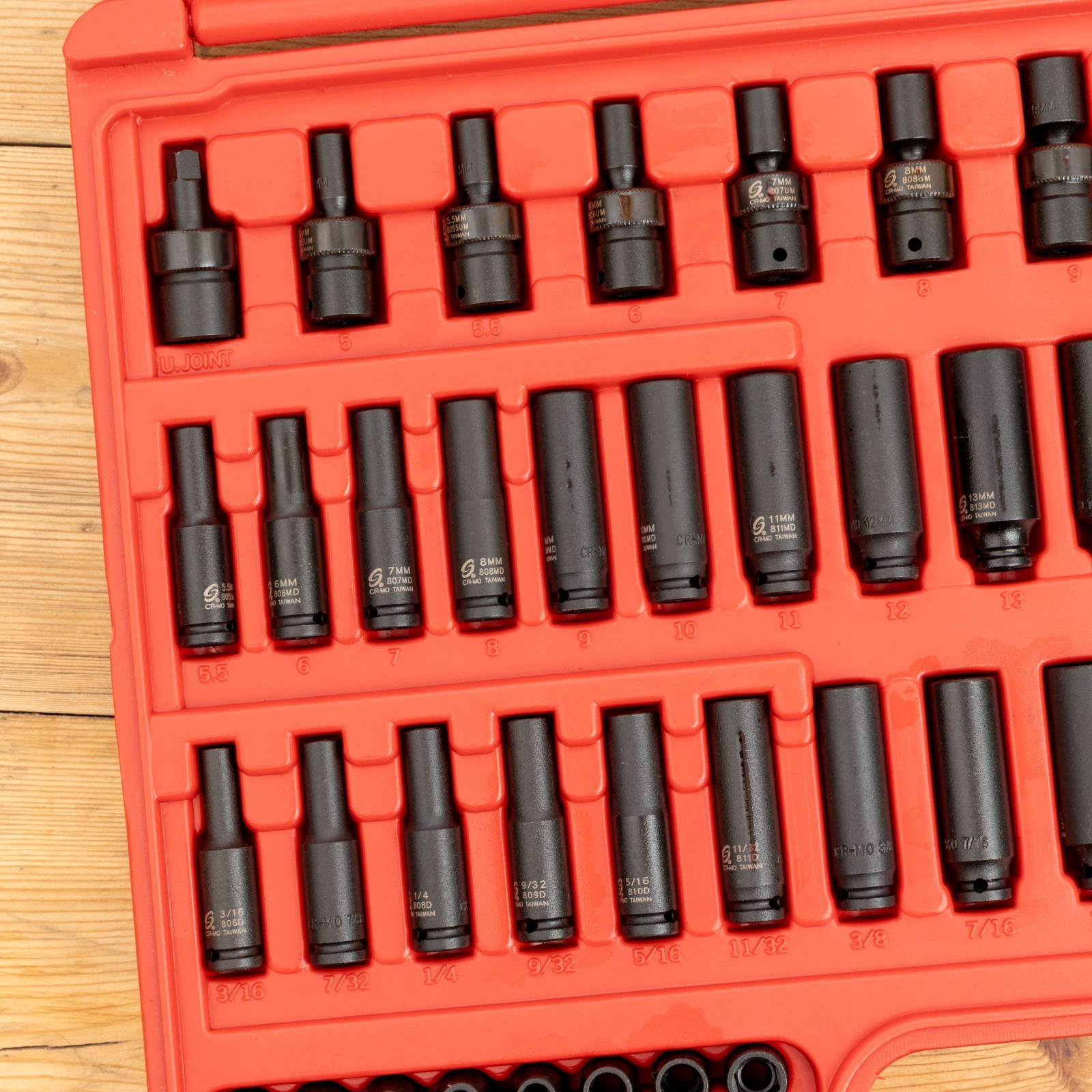 Sunex Tools 1/4″ 74 Pc Impact Socket Set Shallow Deep Swivels Metric + SAE 1874