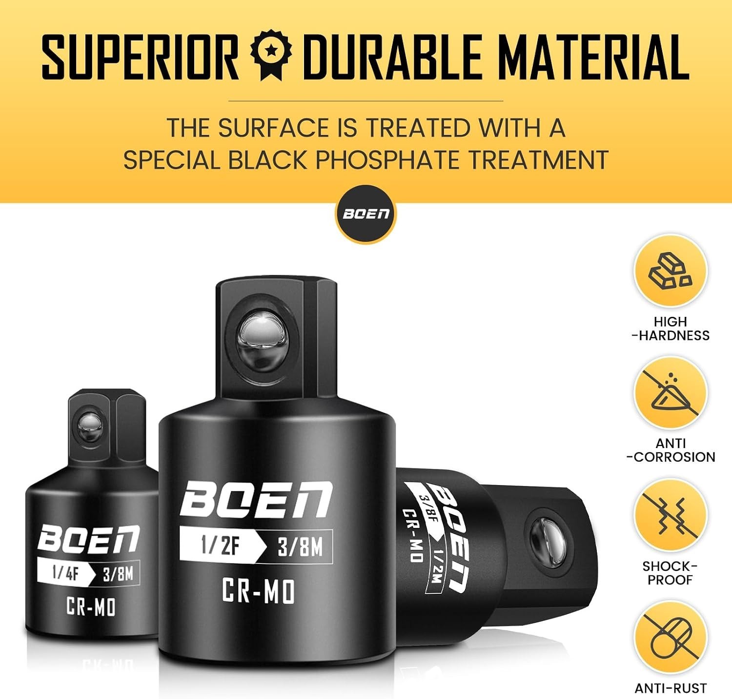 Versatile 4-Piece Impact Socket Adapter Set for Automotive & Industrial Use