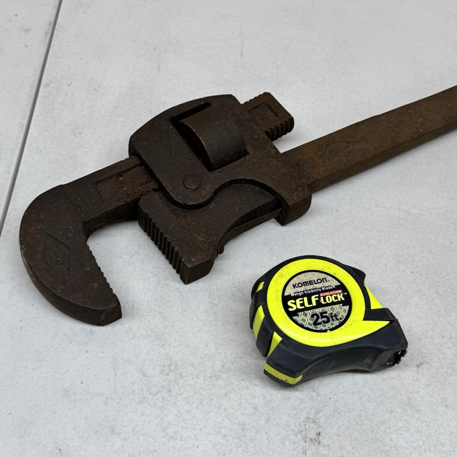 Vintage Giant 15lb Pipe Wrench 34” Rustic Heavy Duty Adjustable Plumbing Tool