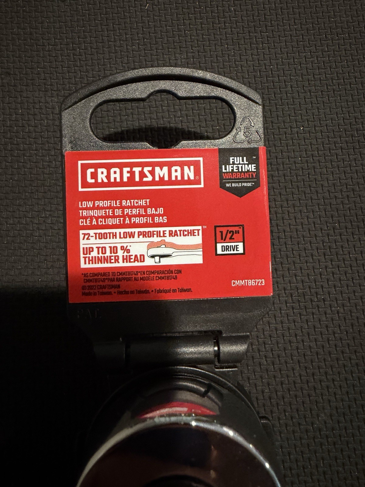 CRAFTSMAN72 -Tooth 1/2-in Drive Full polish Handle Ratchet