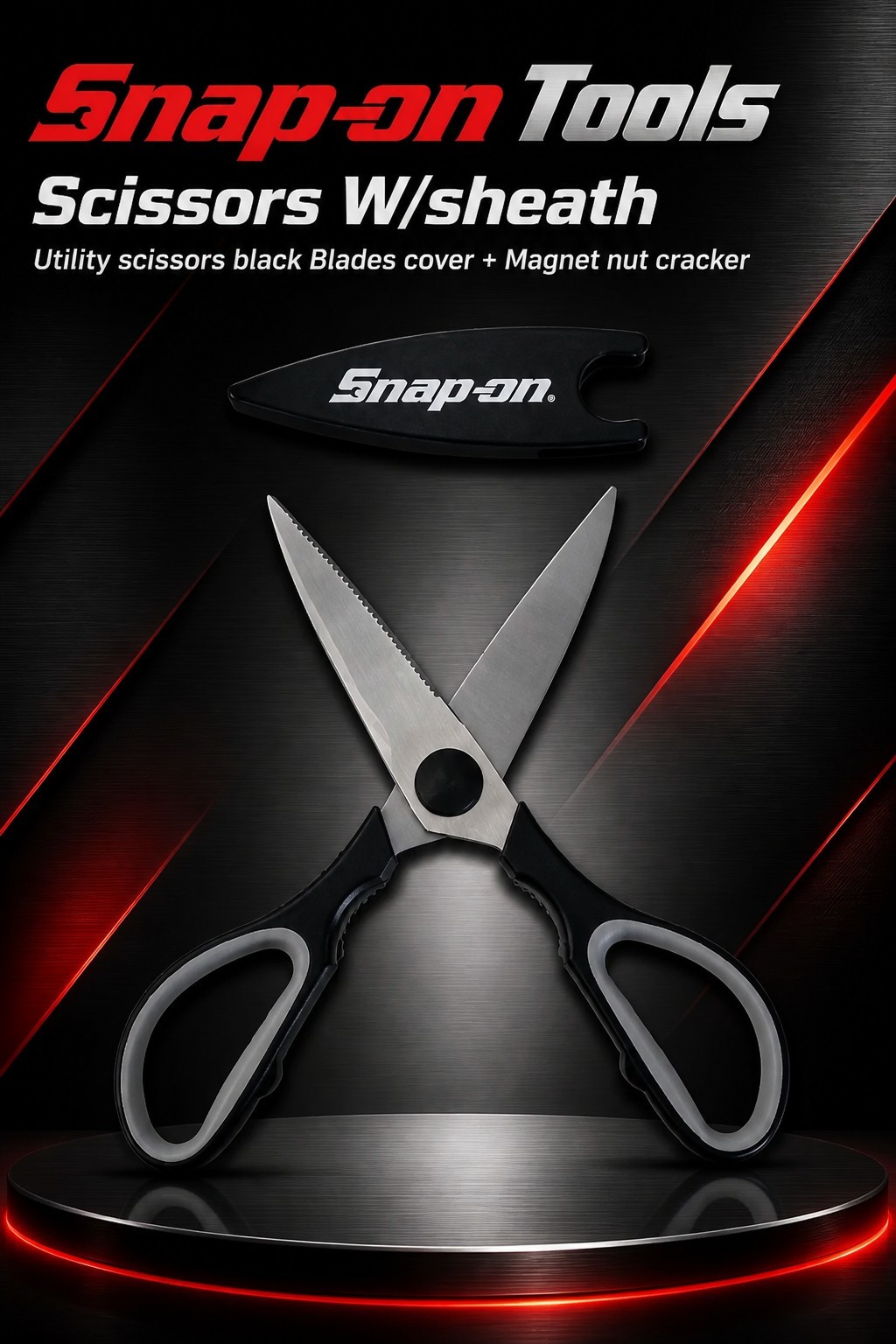 Snap on Tools Utility scissors black Blades cover + Magnet nut cracker NEW!!!!!!