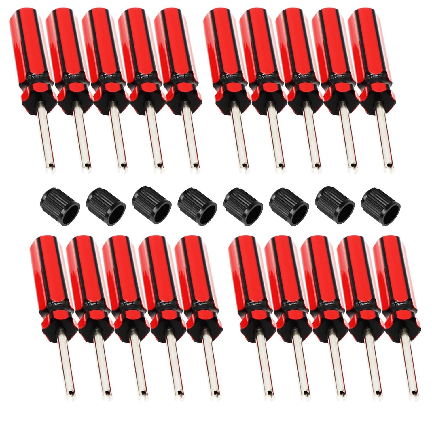 20 Pcs Valve Core Removal Tool Set w/ Tire Valve Dust Caps for Car, Truck, Bike