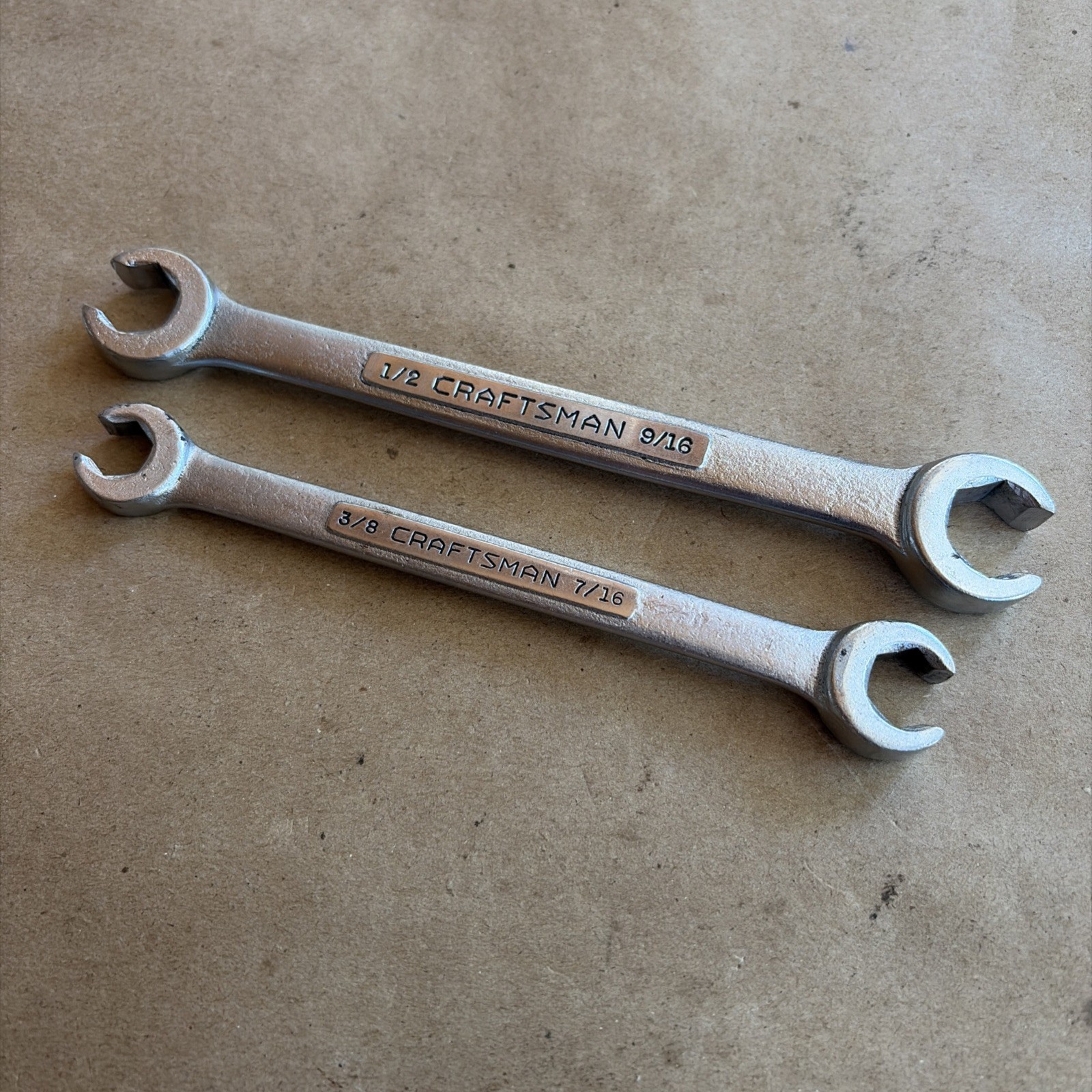2 Vtg. Craftsman -V- Double End Flare Nut Line Wrench 3/8″ x 7/16″ 1/2″ x 9/16″