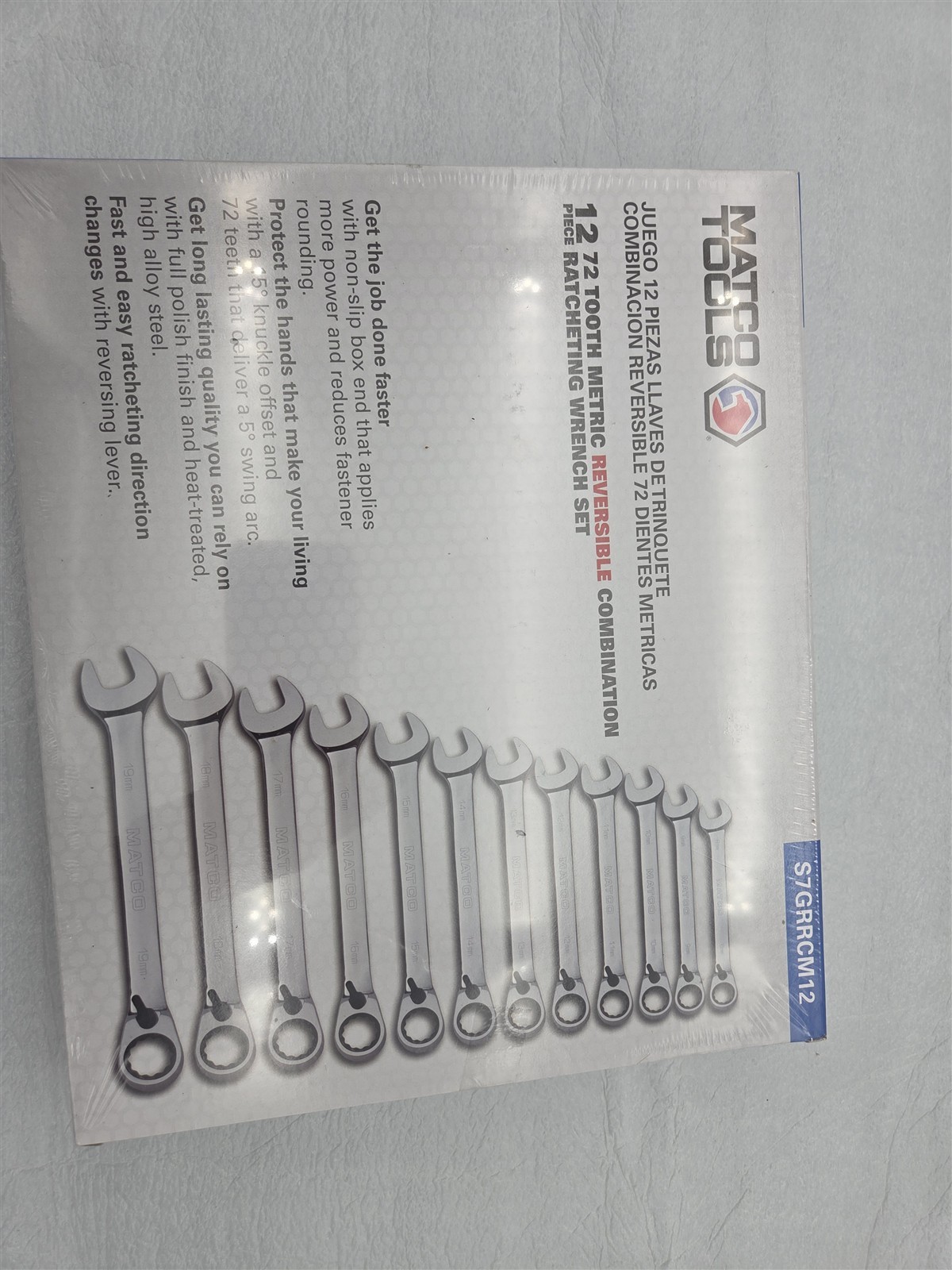 Matco Tools S7GRCM12 12 Piece Metric Reversible Ratcheting Combination Wrench