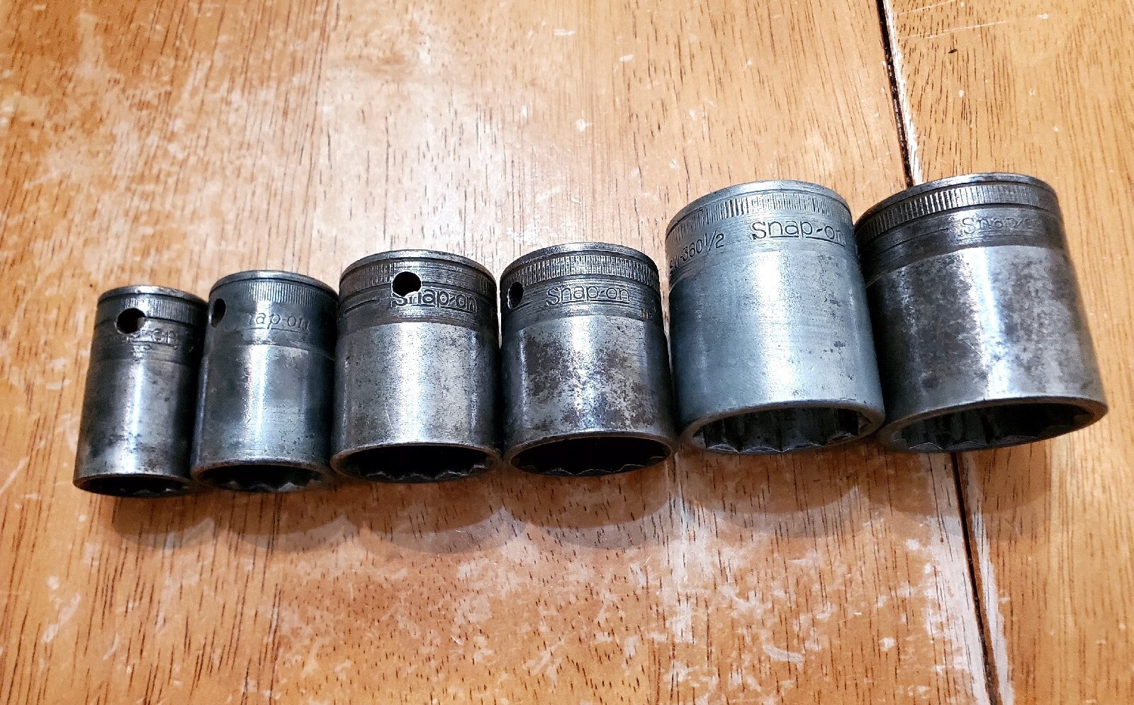 Snap On Vintage 1/2″ Drive 5/8″ 3/4″ 15/16″ 1″ 1-1/8″ 1-3/16″ 12PT Sockets Lot