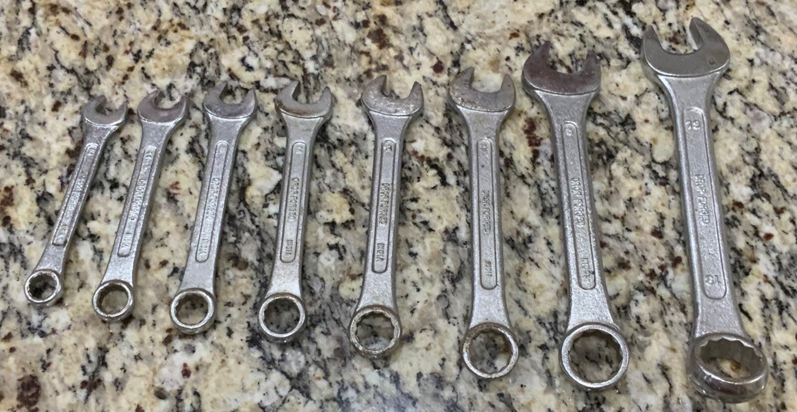 Gedore 8 Piece No. 14 12 Pt. Combination Metric Wrench Set Vintage Drop Forged