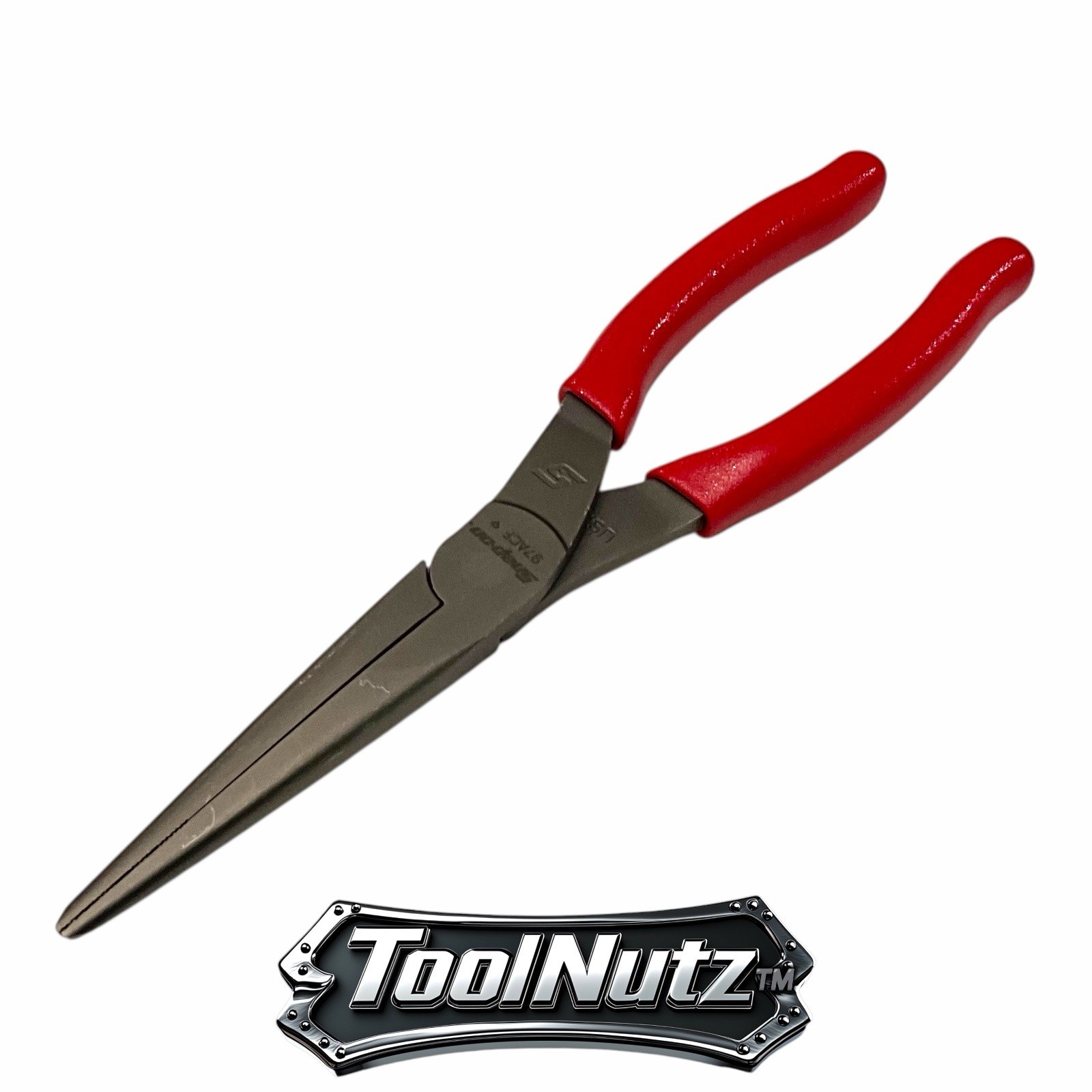 Snap-on Tools NEW 97ACF 9″in. RED Soft Grip Rounded Jaw Needle Nose Pliers USA