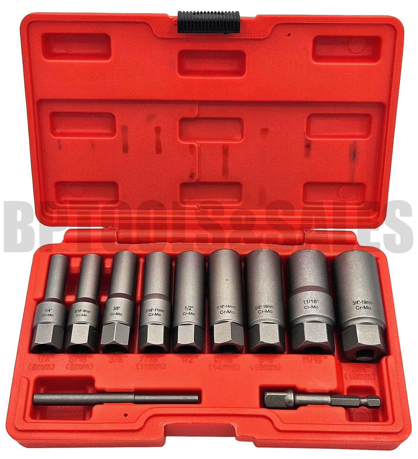 11pc 3/8″ DR. Spiral Deep Bolt Lug Nut Extractor Set Twist Socket Stud Nut CR-MO
