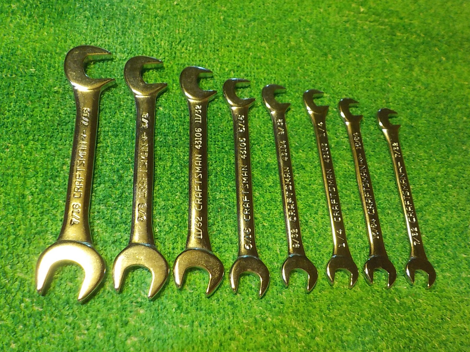 Vintage Craftsman 9 4306 8 Piece Open End Ignition Wrench Set USA