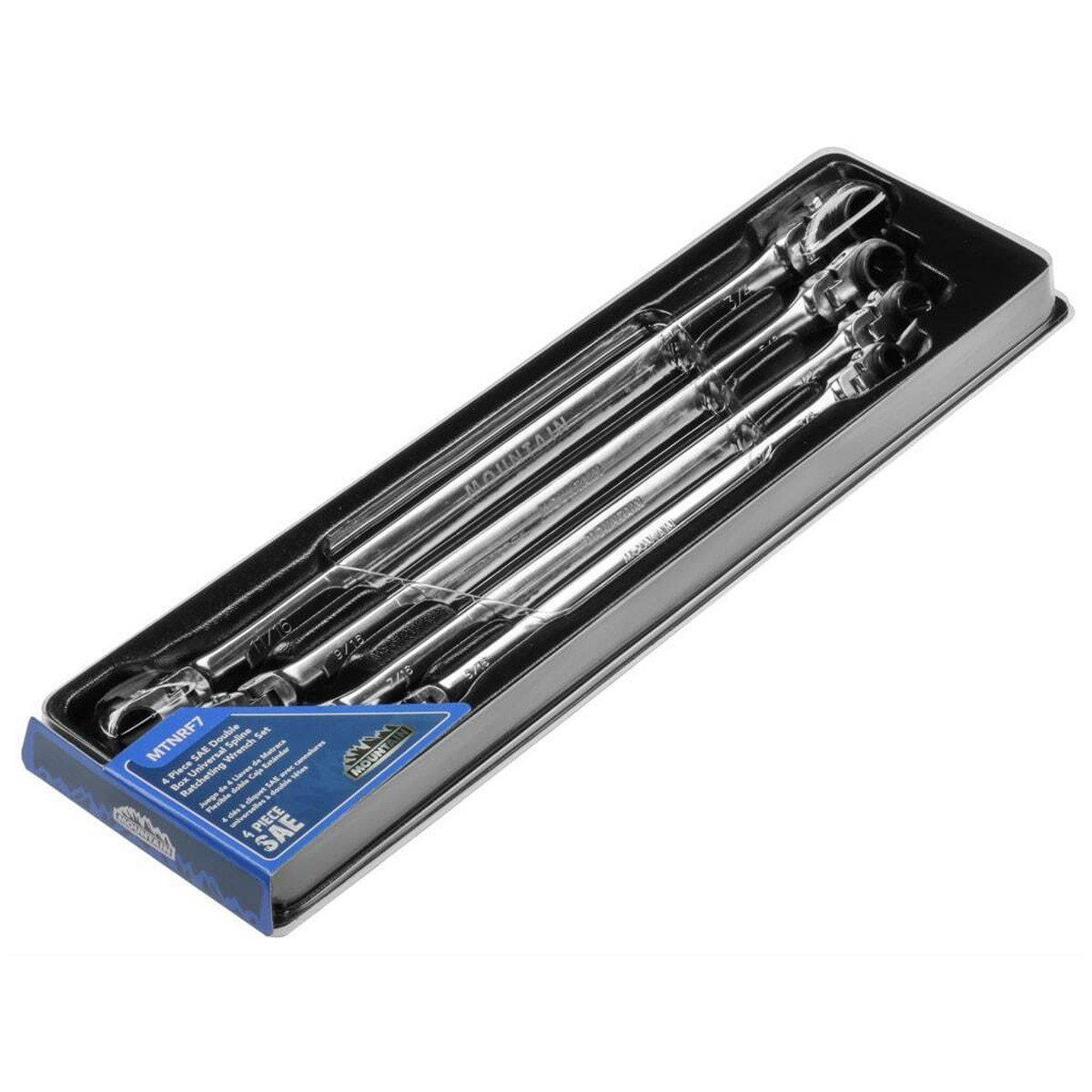 Mountain RF7 Extra Long Flexible Ratcheting Wrench Set 90 Tooth with Tray