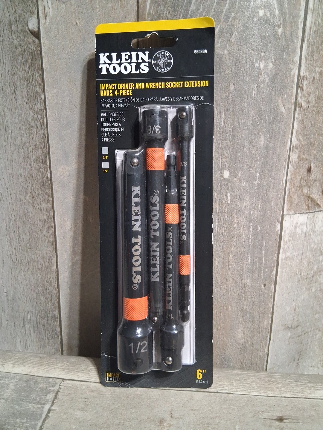 Klein Tools 6-Inch Impact 1/4 3/8 1/2 Driver and Socket Extension Bar Set 65038A