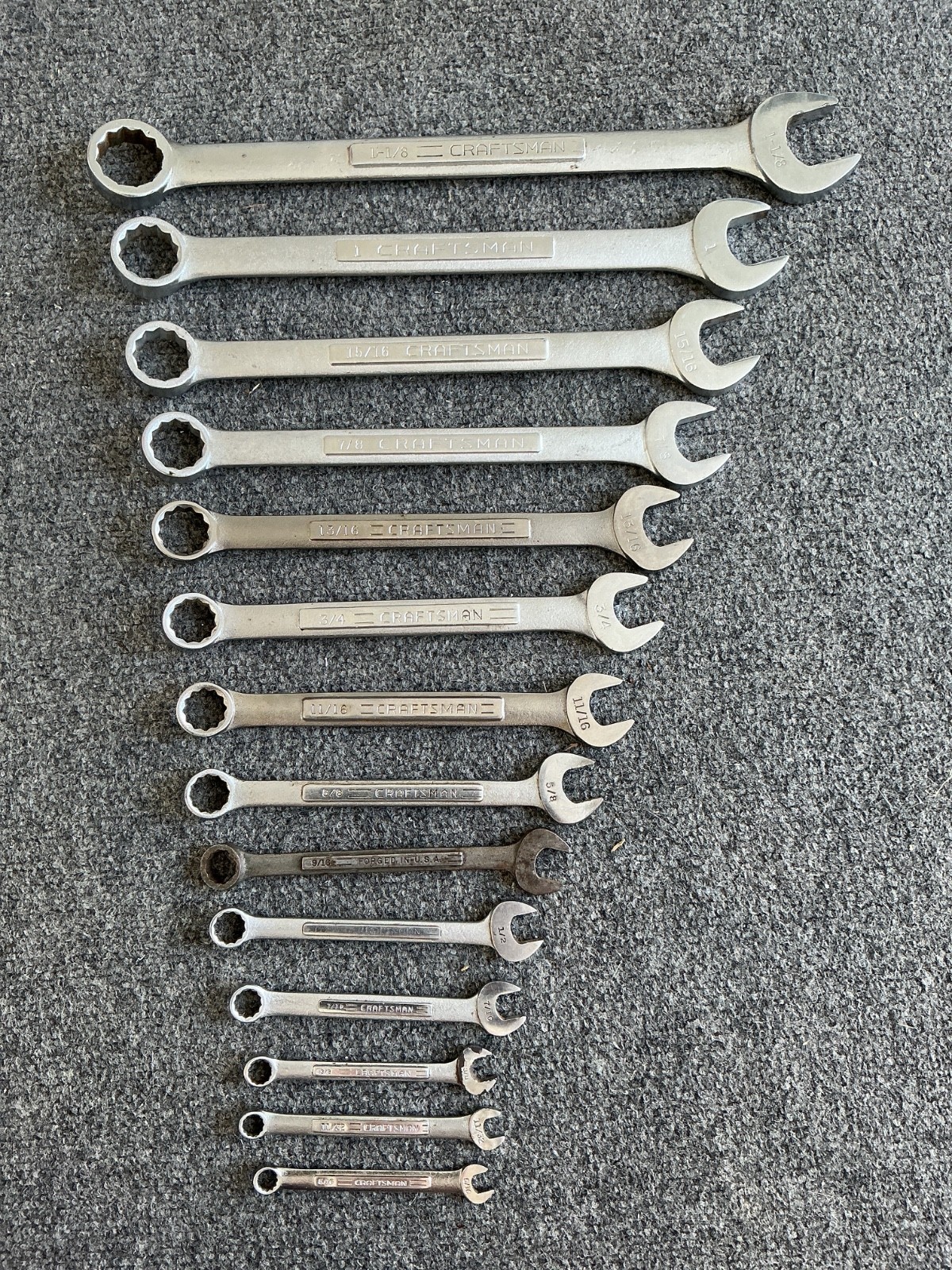 VTG Craftsman USA Various «V’s» 14 Pc SAE Combination Wrench Set 5/16” to 1-1/8”