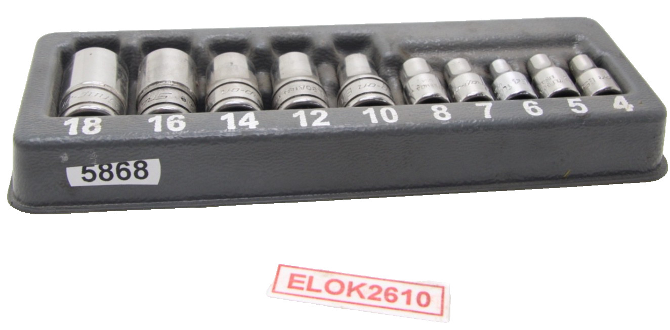 Snap-on FLE/TLE 10 Piece 1/4″ 3/8″ Drive Inverse Torx Socket Set Chrome USA