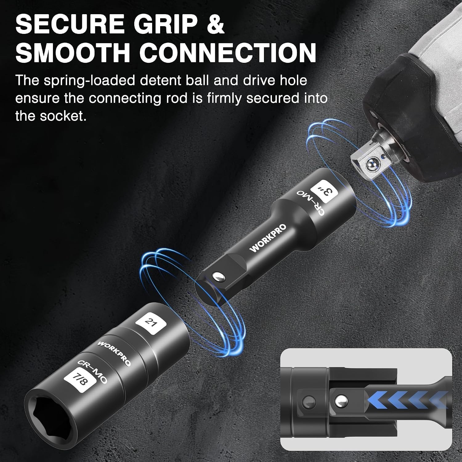 Compact 4PC Impact Socket Set in Storage Case – High Strength & Organized Design