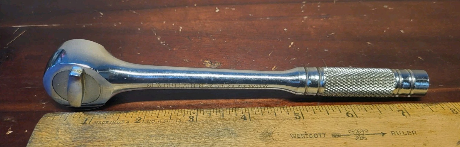 New Britain 3/8″ Drive Ratchet NB-45 Knurled Handle USA NICE