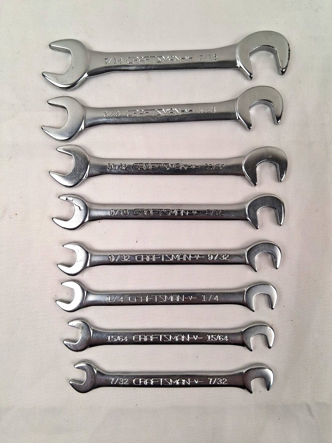 Craftsman 8 Pc Open End Ignition Wrench Set #9 4306 Vintage V Series