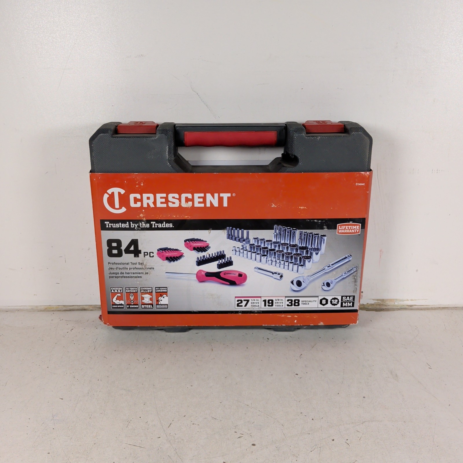 Crescent 84pc Mechanics Tool Set 1/4″ 3/8″ Drive SAE Metric Socket Wrench Kit