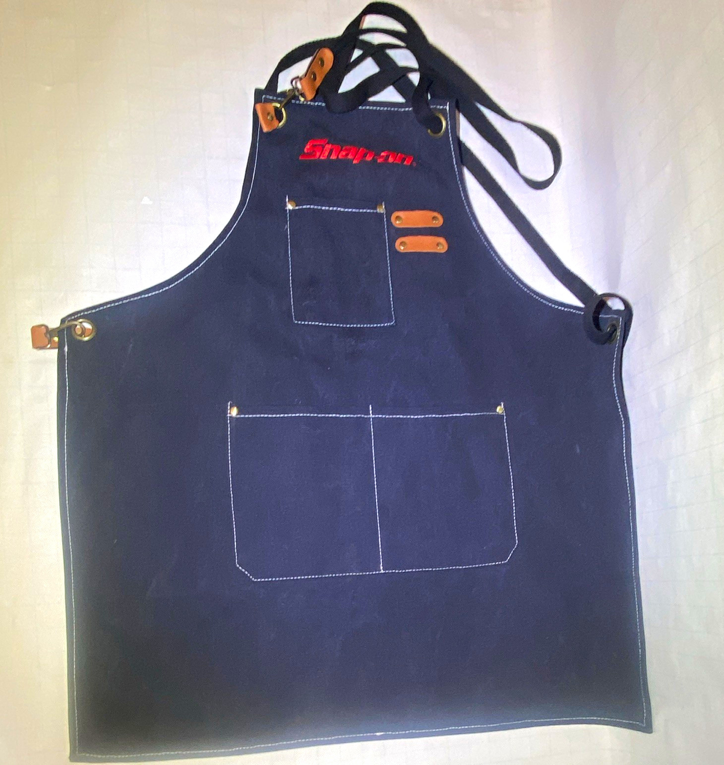Snap-on Black Canvas Bib grill Apron, Embroidered Logo, One Size, collectible