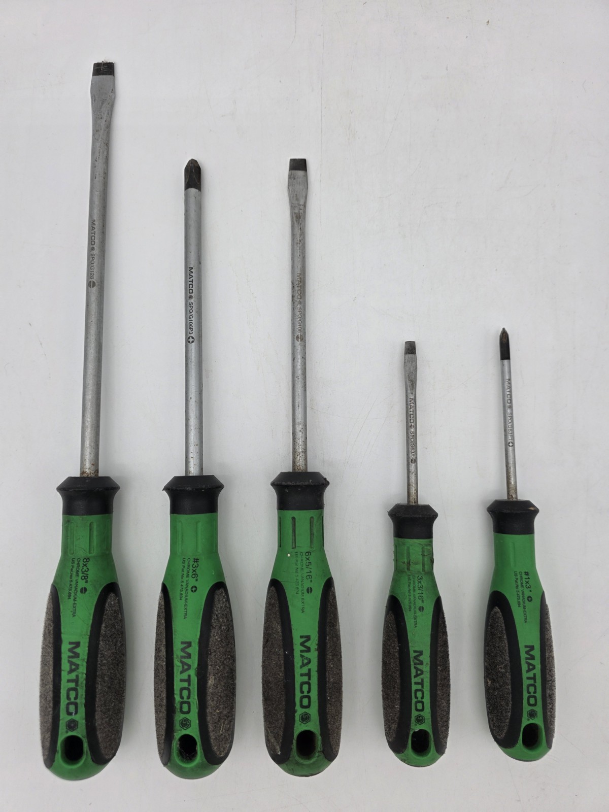Matco Screwdriver Set Ergonomic Felt Grips Witte Germany 5 Pieces Green