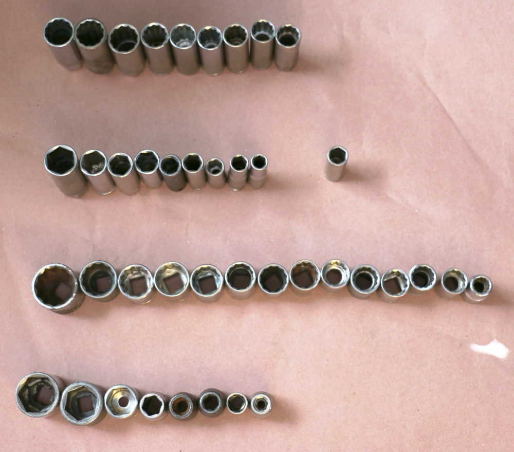 Lot Of 41 Sockets 1/4 & 3/8 & 1/2 Drive & Chrome Short & Deep 6pt & 12pt Mix