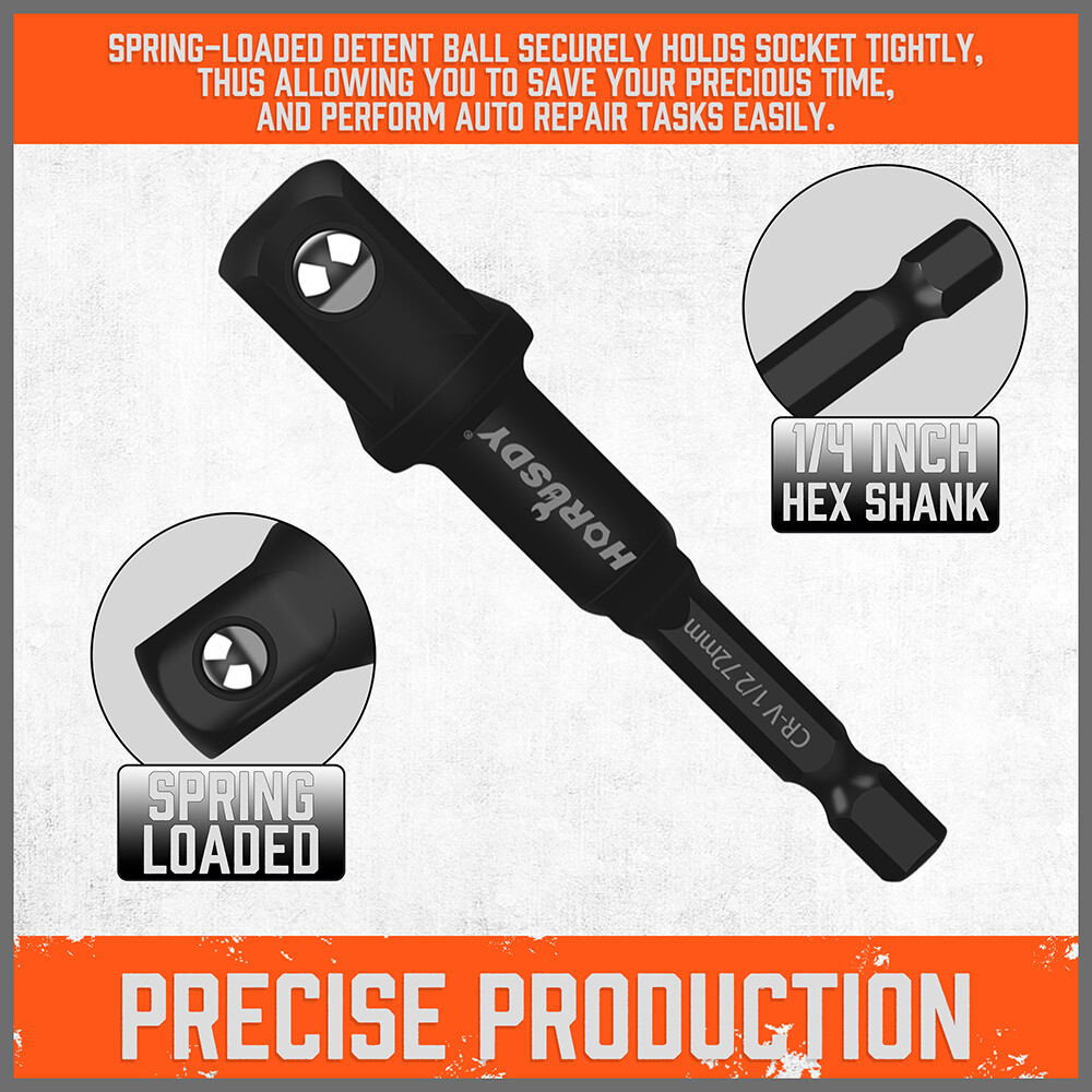 9pc 12″ 6″ 3″ Impact Grade Socket Adapter Set 1/4″ 3/8″ 1/2″ Drive 1/4 Hex Shank