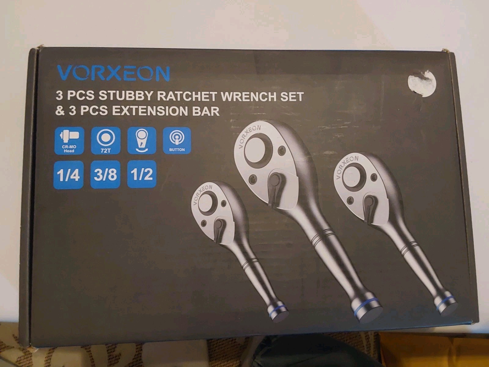 VORXEON Stubby Ratchet Set 1/4 3/8 1/2 w Extensions VOR032 PFE-114