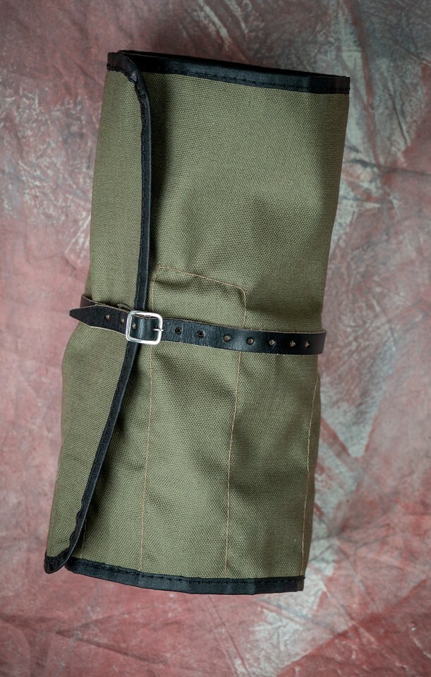 Jaguar XK120 Tool Bag/Roll/Pouch – C.2882/B1- Green Canvas, Buckle and Edge Trim