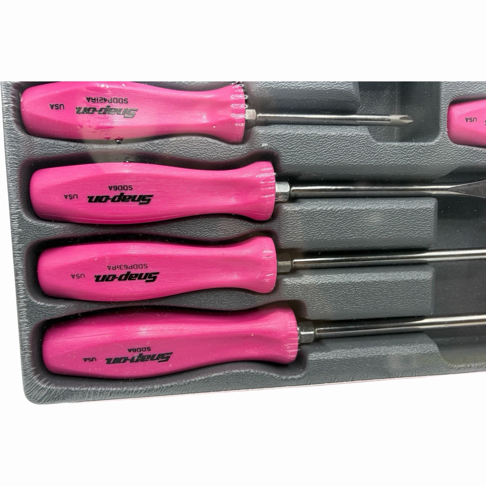 Snap On Tools Pink Hard Handle Combination Screwdriver Set SDDX70APP 7 Piece New