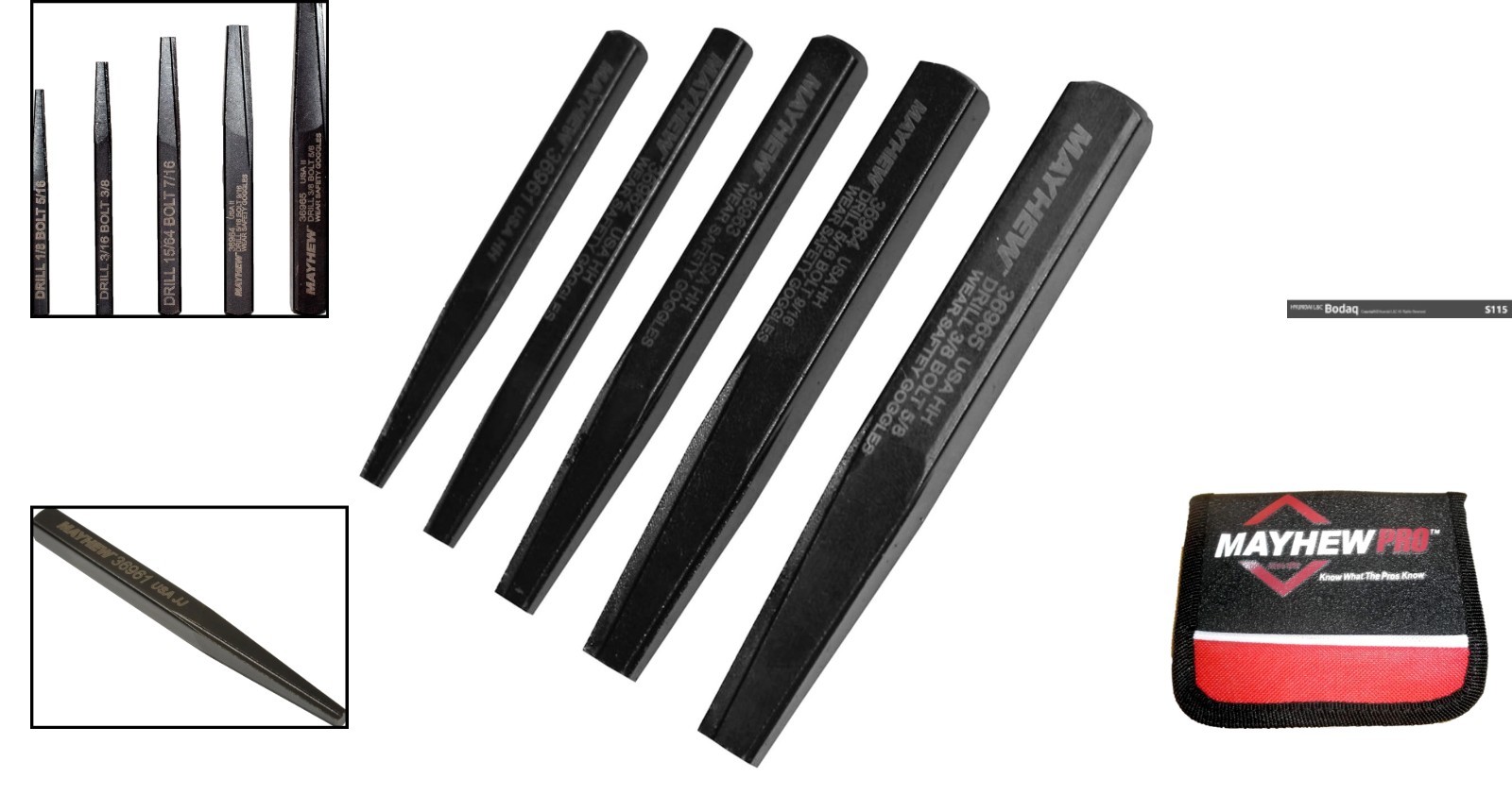 5-Piece Screw Extractor Set with Rust-Resistant Black Oxide Finish
