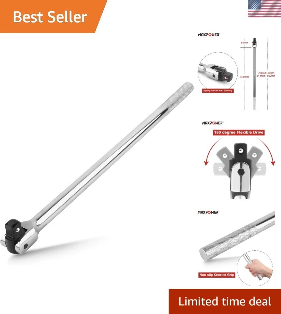Heavy Duty 3/4 Drive 24-Inch Breaker Bar with Flex Handle – 1041 Ft-Lbs Torque