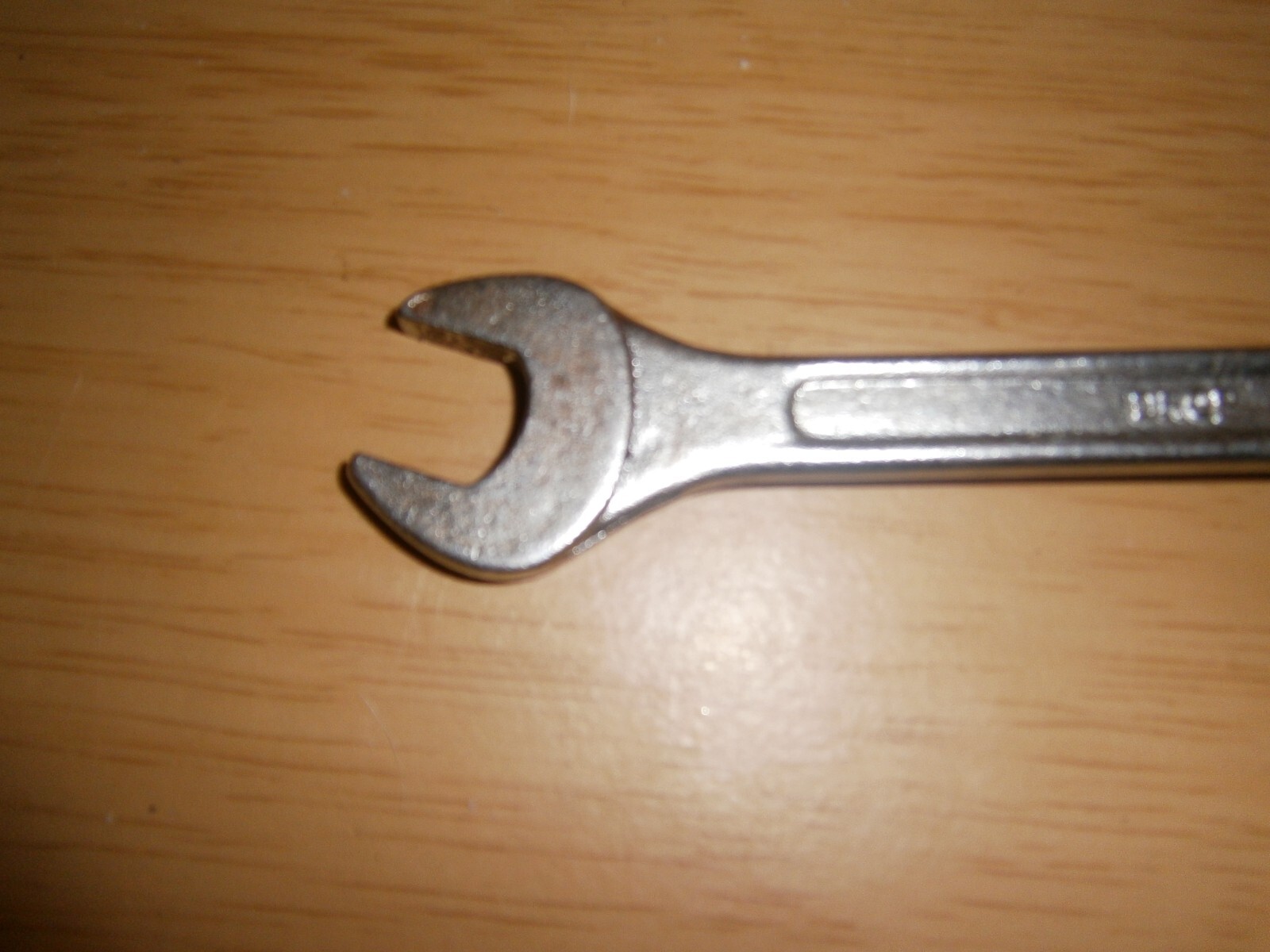 Vintage silver tone combination spanner. 14mm. (E6a)