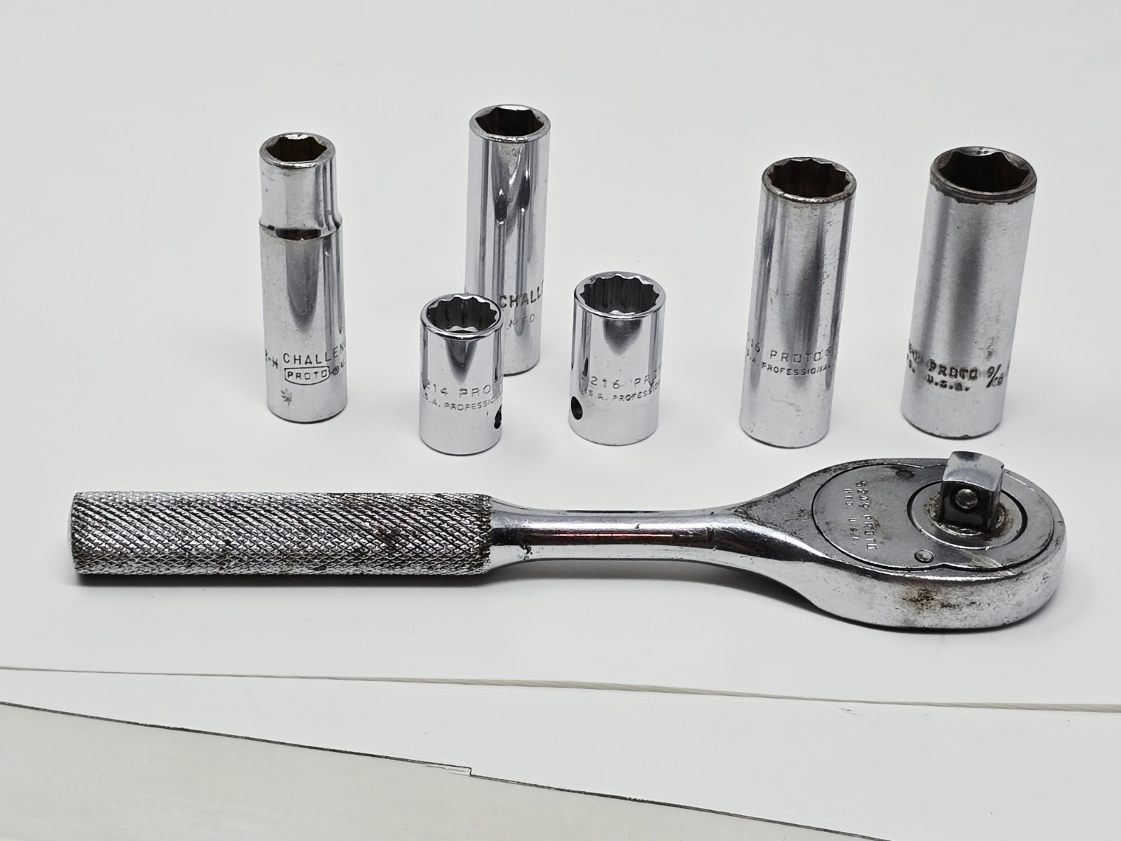 PROTO Pear Head Ratchet 5249 3/8″ Drive 7″ USA Professional with Sockets