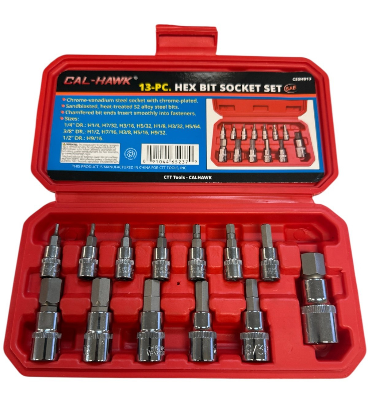 13PC Hex Allen Master Socket Bit Set S2 Steel SAE S2 STEEL