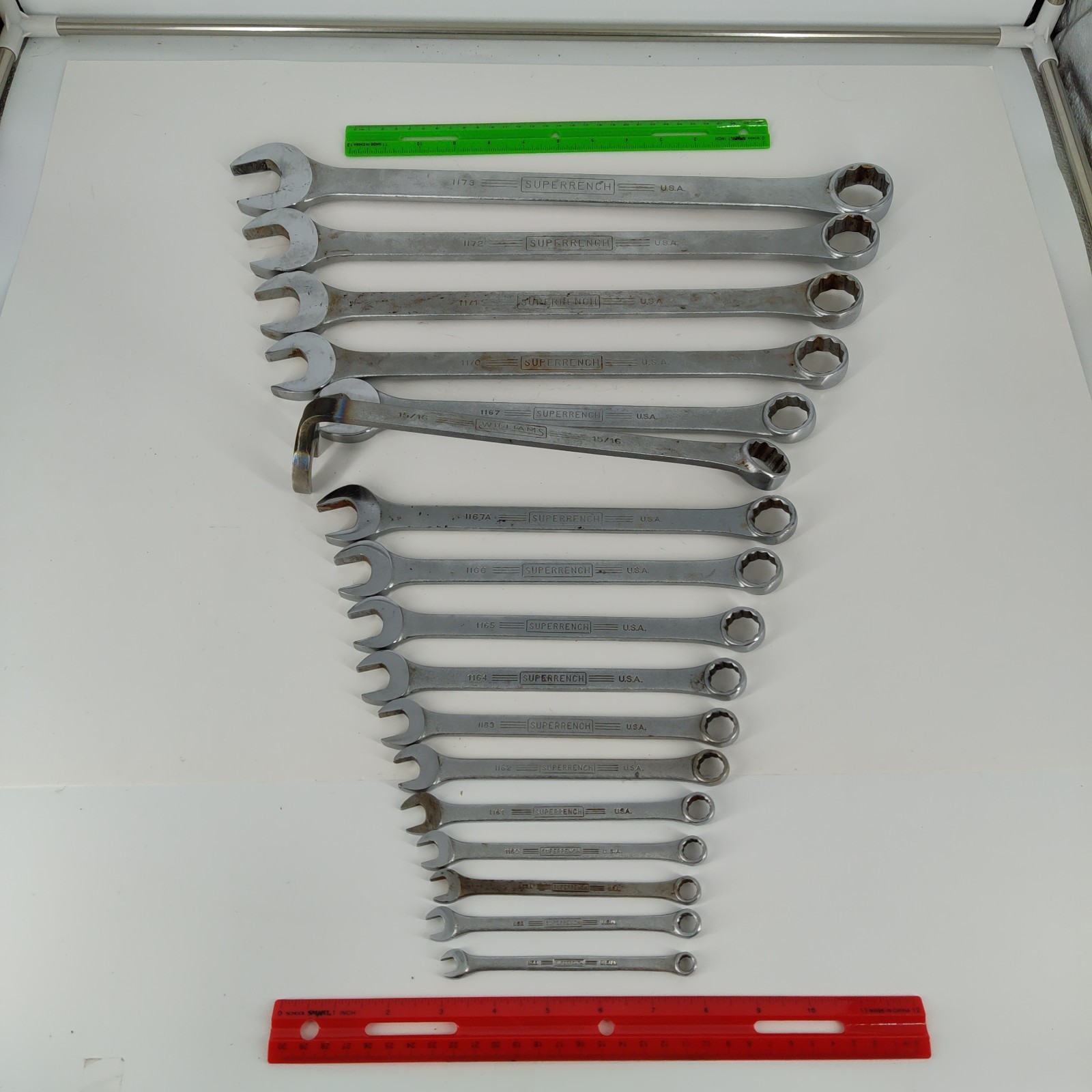 16X Williams Tool USA Combination Wrench Set SAE Superwrench WMS 1/4” To 1 1/4”