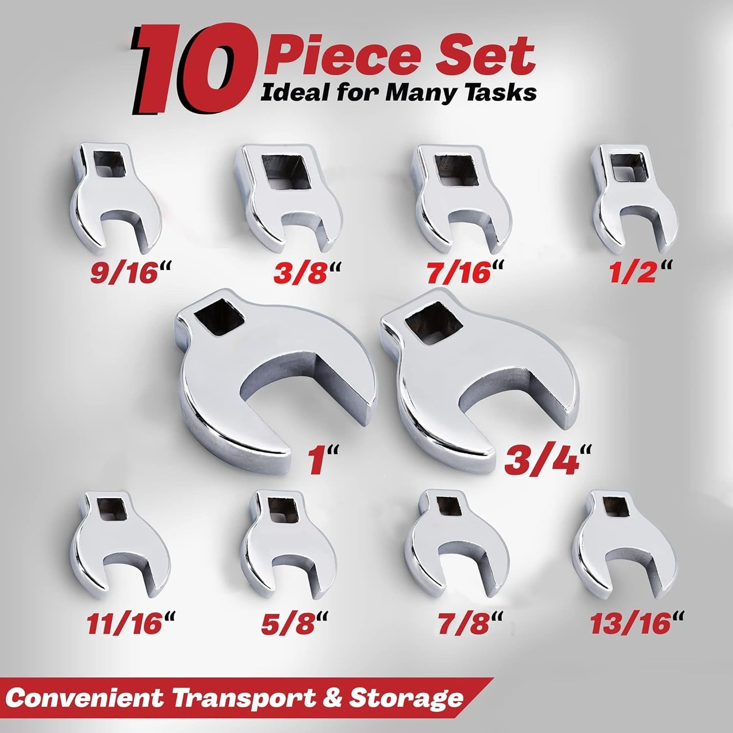 High Torque 150 ft-lbs Crowfoot Wrench Kit – Chrome Finish for Durability