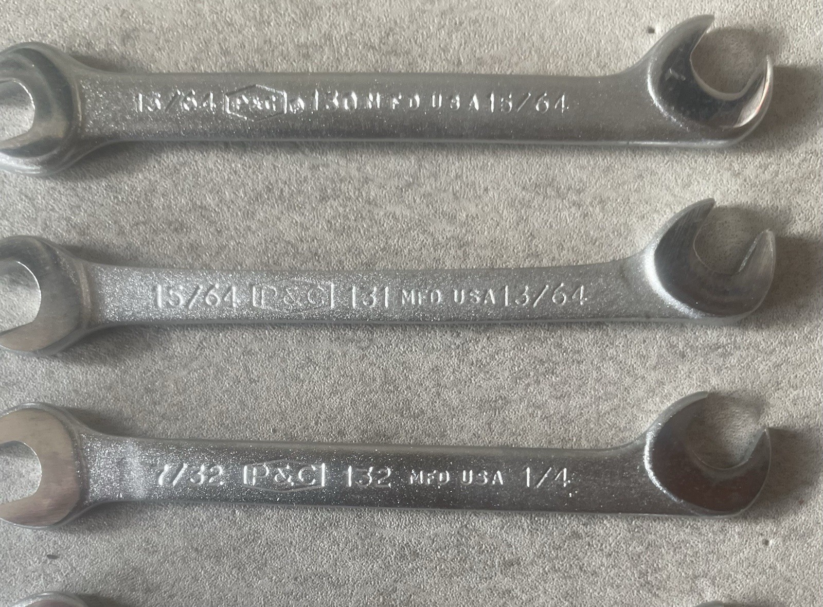 Vintage P&C 140D Midget Open End Wrench Set 130-137 USA w/ Pliers