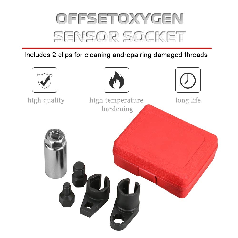Oxygen Sensor Socket Wrench Removal Tool Thread Chaser Set 5Pc Auto