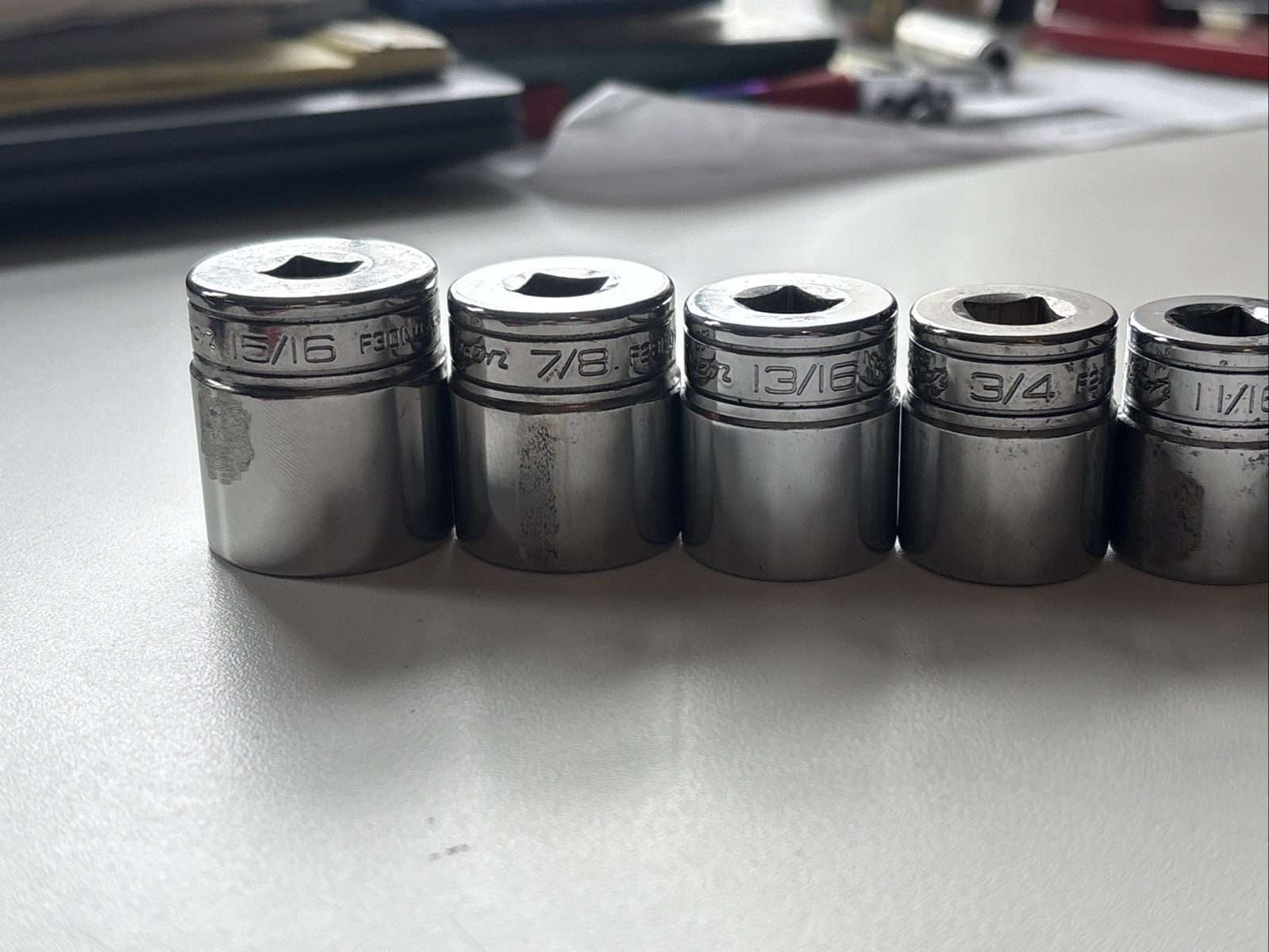 Snap-on Tools 12-Piece 1/4″ – 15/16″ Drive 12-Point Shallow Socket Set 🇺🇸 Nice