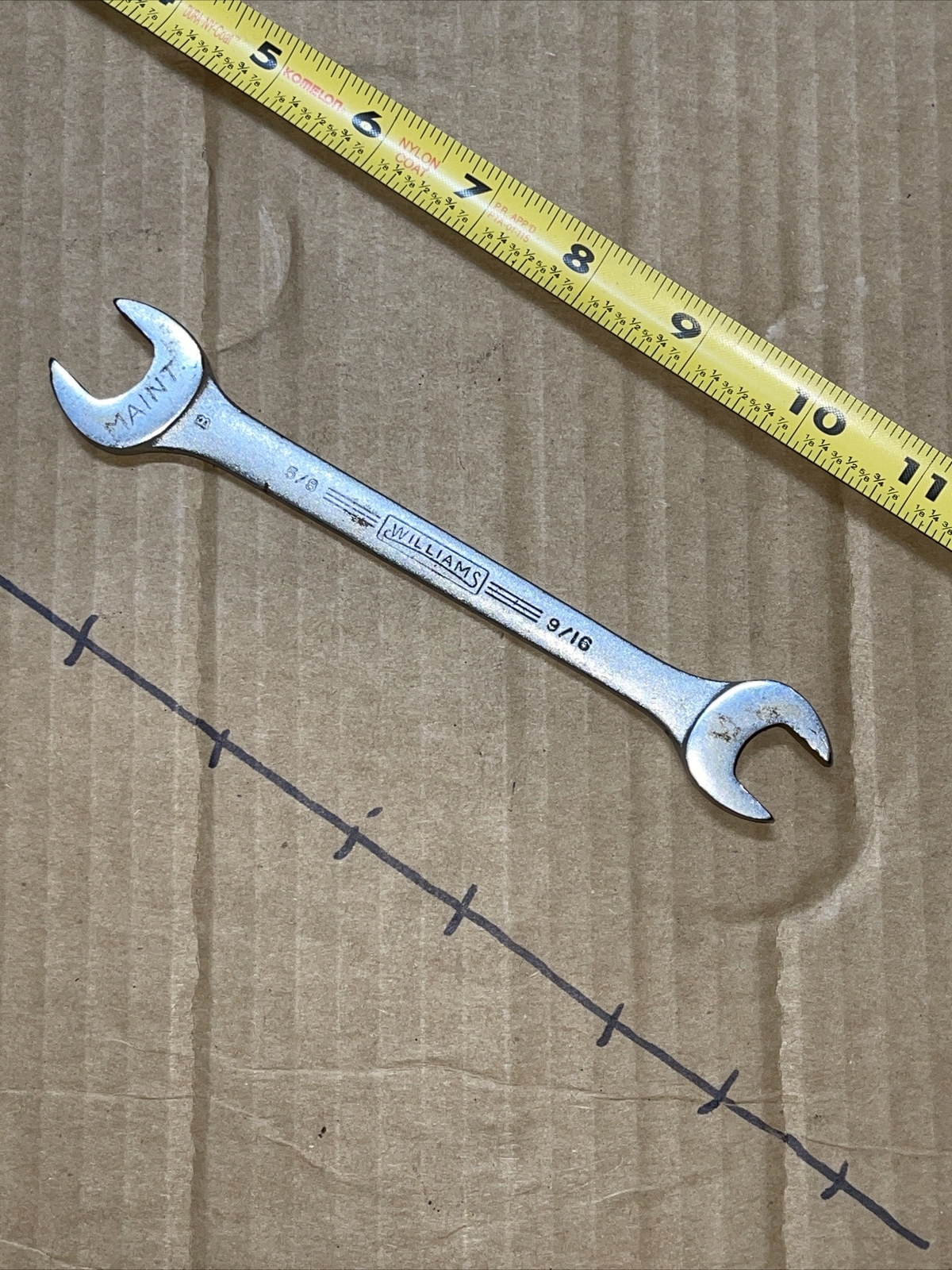 Vintage Williams USA 1727 5/8 X 9/16 In SAE Open End Wrench Superrench