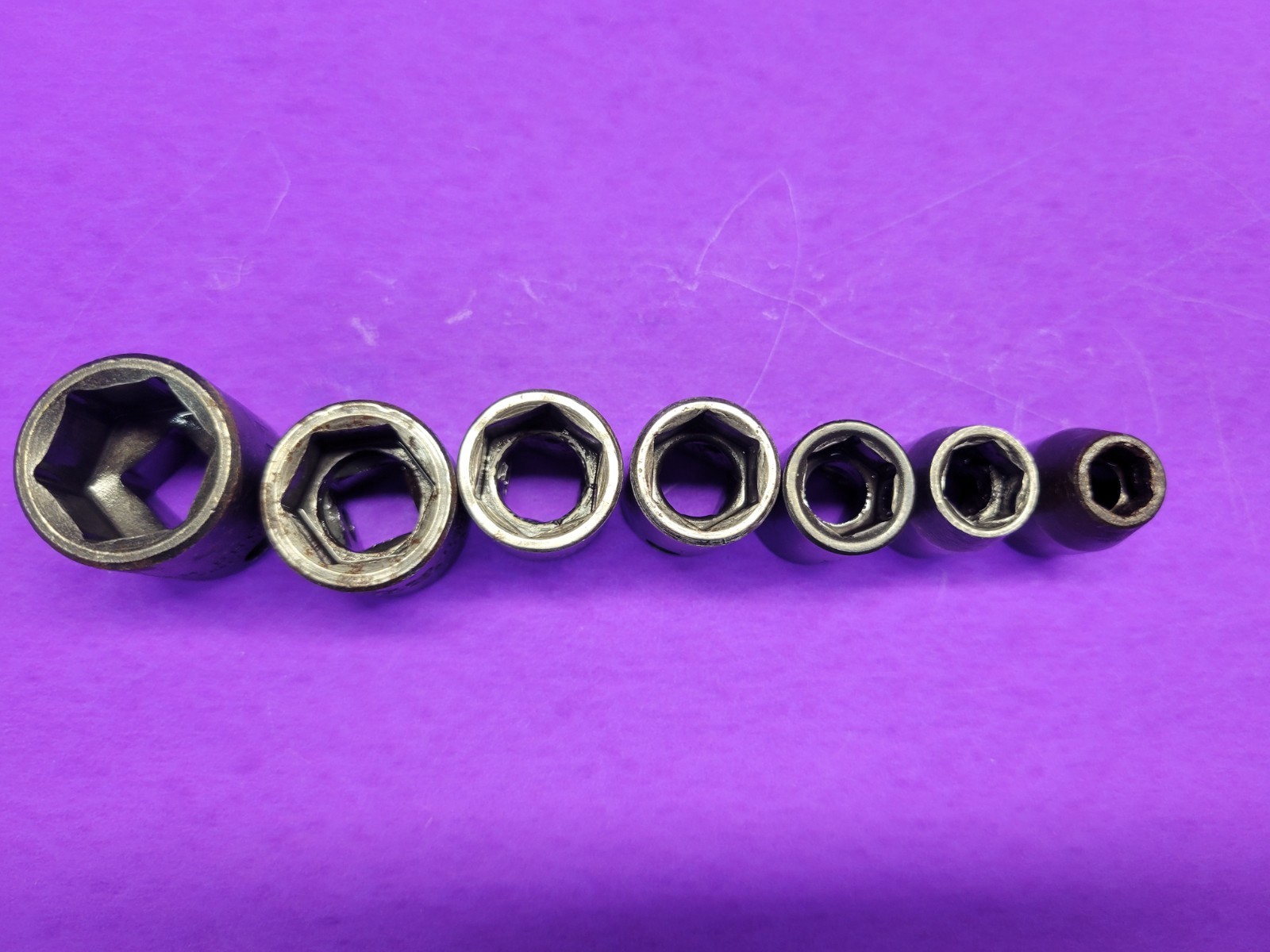 7 Proto Vintage Impact Shallow 6pt Sockets 3/8 DR 5/16- 11/16